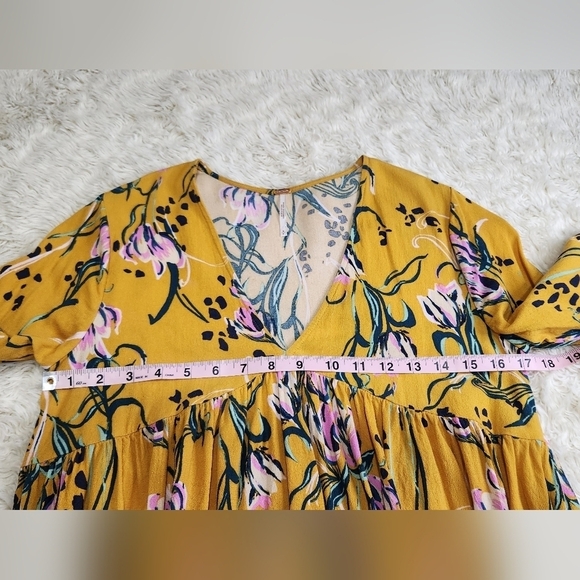 Free People OB815445 Bella Golden Yellow Floral Tunic / Mini Dress Size Small - Picture 13 of 16